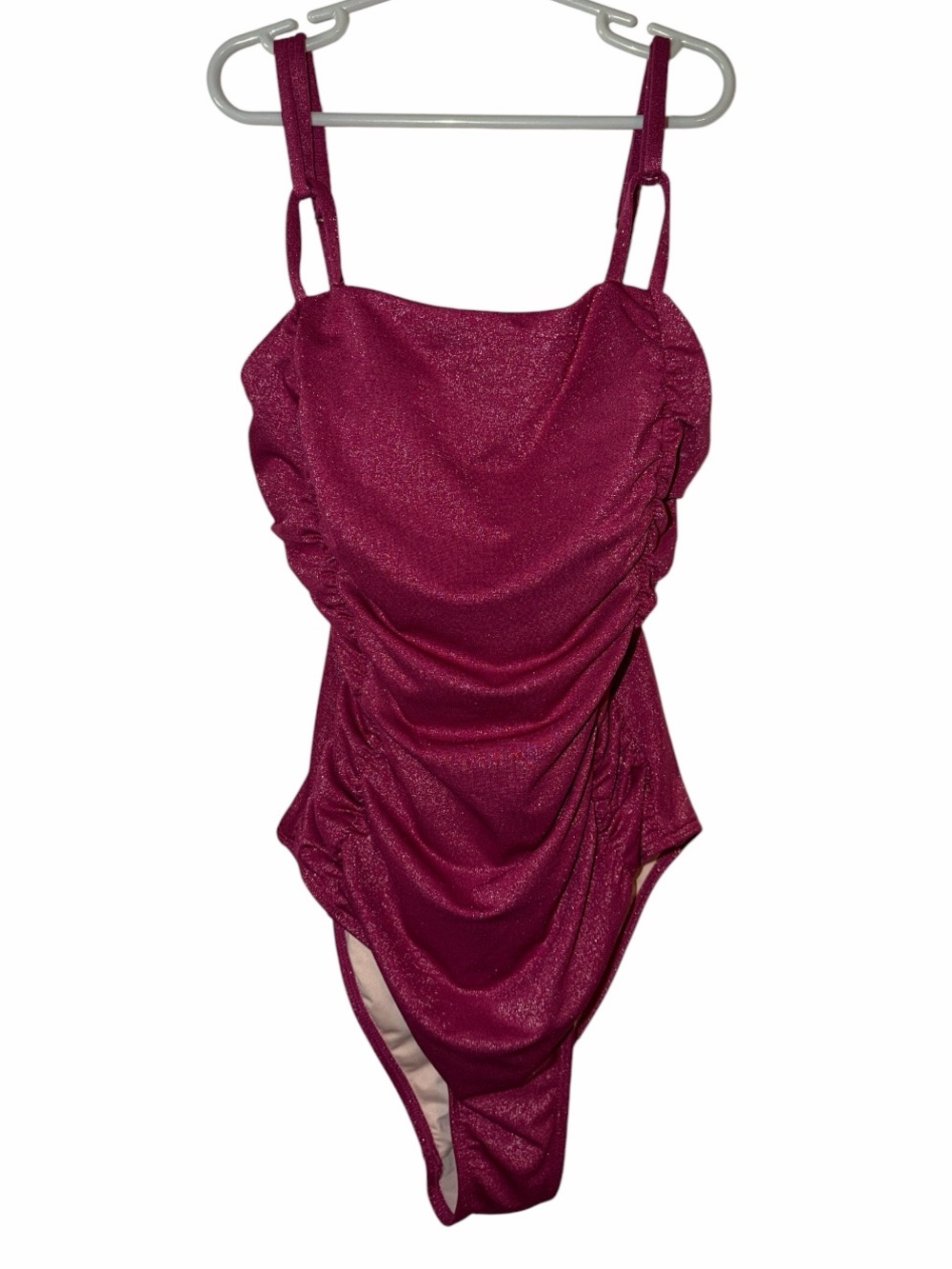 Cupshe Swimsuit Ruched Tummy Conturing Women’s Small Sparkly Maroon Vacation